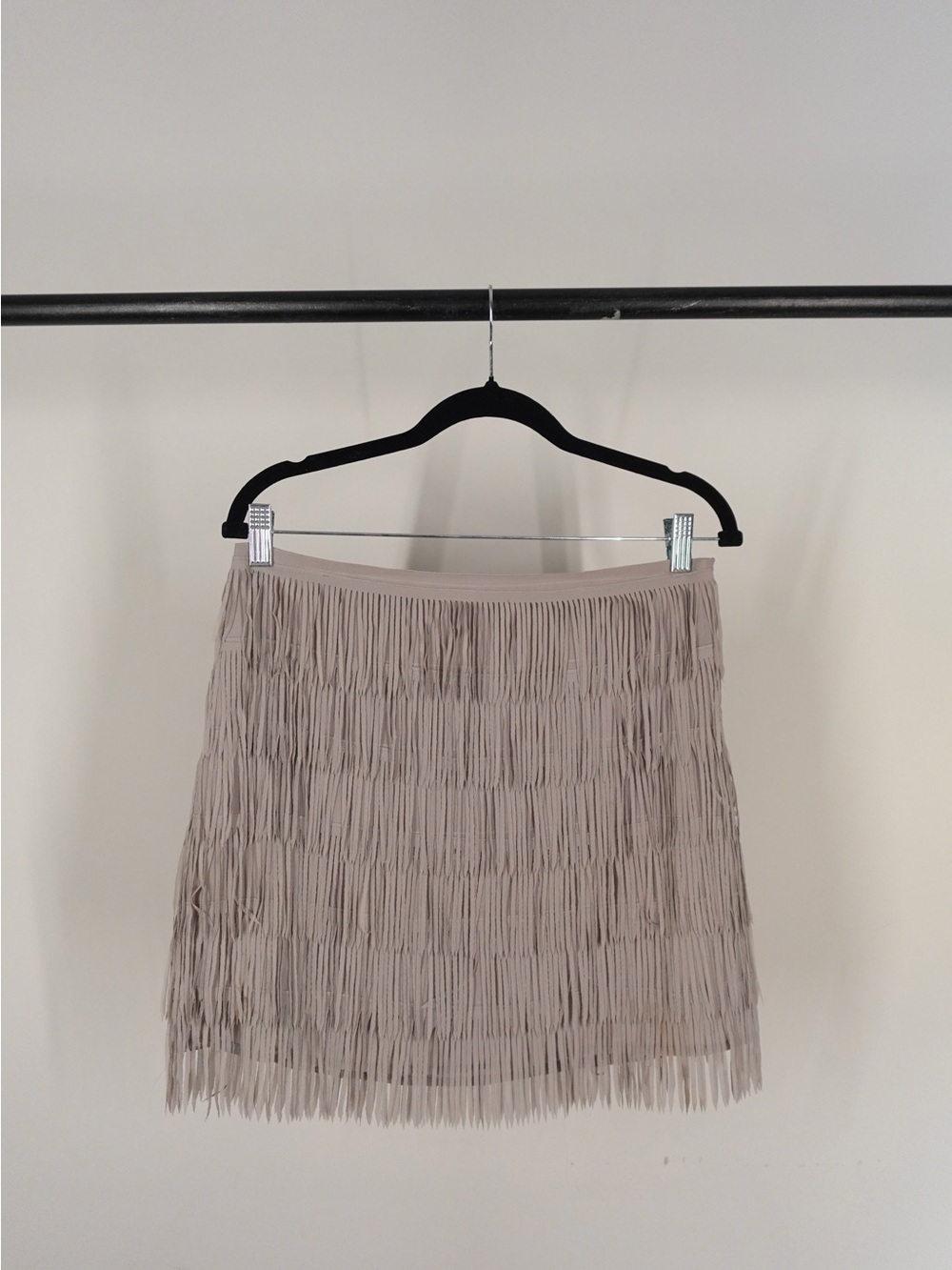 Show Me Your Mumu Light Gray Fringe Mini Skirt